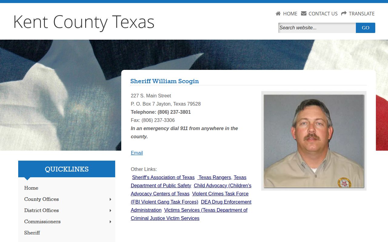 Official Kent County Sheriff contact page