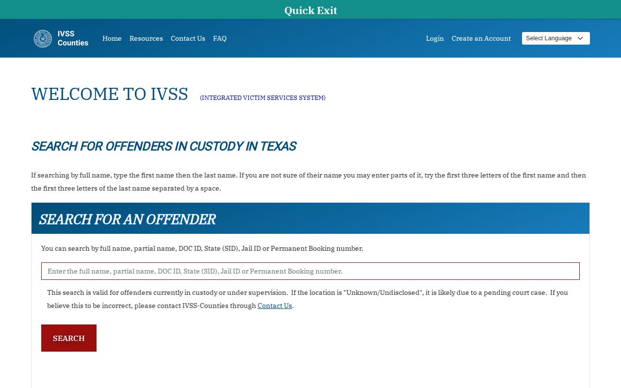 Kent County IVSS inmate check and registration portal